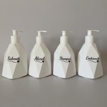 KIT com 4 Porta Sabonete Líquido ou Álcool em Gel Diamante KITS Personalizados Branco KIT com 4 Porta Sabonete Líquido ou Álcool em Gel Diamante KITS Personalizados Branco