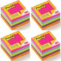 Kit com 4 POST-IT Cubo Tropical 654 76MM X 76MM com 450 Folhas 3M