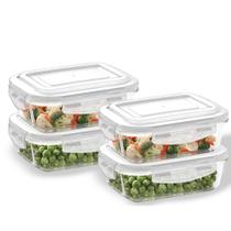 Kit Com 4 Pote Vidro Hermetico Marmita Tampa Plastico 640ml Kit Com 4 Pote Vidro Hermetico Marmita Tampa Plastico 640ml