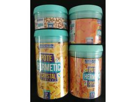 Kit com 4 potes color verde hermetic redondo injeplastec