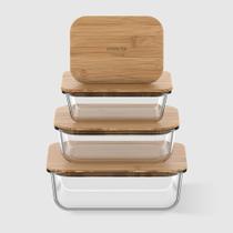 Kit com 4 Potes de Vidro Conserve It Bamboo Invicta