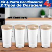 Kit Com 4 Potes Farinheiros Porta Condimentos Temperos Plástico 500 ML