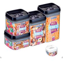 Kit Com 4 Potes Herméticos De Acrílico Com Trava Tamanhos Variados