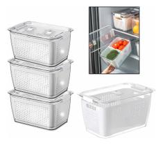 Kit com 4 Potes Organizadores Geladeira 1,7 Litros Alimentos Vegetais Frutas Kit com 4 Potes Organizadores Geladeira 1,7 Litros Alimentos Vegetais Frutas