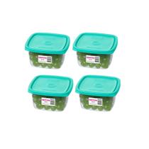 Kit com 4 Potes Quad de Plástico Marmita Sanremo 800ML Verde