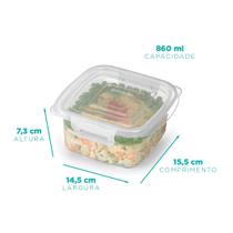 Kit com 4 potes quadrados com travas