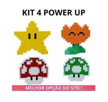Kit Com 4 Power Up Super Mario Presente Colecionáveis Gamers