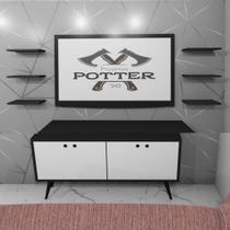Kit com 4 Prateleiras Decorativas Escritório Sala MDF Preto ou Branco Kit com 4 Prateleiras Decorativas Escritório Sala MDF Preto ou Branco