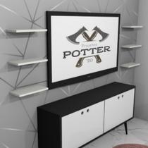 Kit com 4 Prateleiras Decorativas Escritório Sala MDF Preto ou Branco