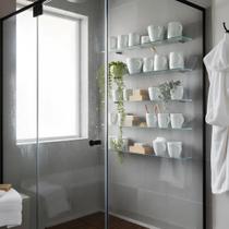 Kit com 4 Prateleiras Porta Shampoo de Vidro 40x10 cm Ideal para Banheiro, Lavanderia e Cozinha Kit com 4 Prateleiras Porta Shampoo de Vidro 40x10 cm Ideal para Banheiro, Lavanderia e Cozinha