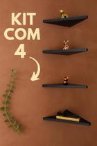 Kit com 4 Prateleiras Triangulares de Parede Canto Decorativo, Multiuso, Organizador