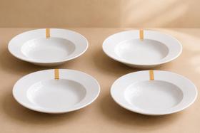 Kit com 4 Pratos Fundos de Porcelana para Mesa Kit com 4 Pratos Fundos de Porcelana para Mesa