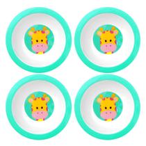 Kit com 4 Pratos Infantil Girafa Bowl 300ml para Bebês Buba