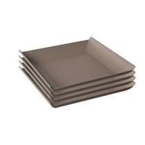 Kit Com 4 Pratos Quadrado 20cm Casual Cinza Coza