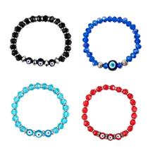 Kit com 4 Pulseiras Olho Grego Cristal e Silicone