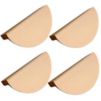 Kit com 4 Puxadores Meia Lua para Gaveta e Armário Alumínio Maciço Acabamento Rosé