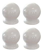 Kit com 4 Puxadores Para Gaveta Cômoda Armário Guarda Roupa Formato de Bolinha Plástico Branco