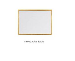 Kit Com 4 Quadros Branco Com Moldura De Madeira 30x40cm