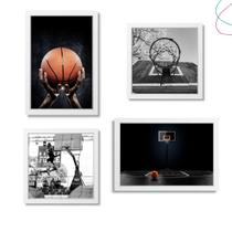 Kit com 4 Quadros Decorativos Basquete Esporte