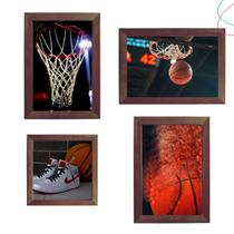 Kit com 4 Quadros Decorativos Basquete loucos por basquete