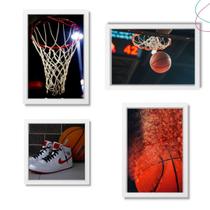 Kit com 4 Quadros Decorativos Basquete loucos por basquete