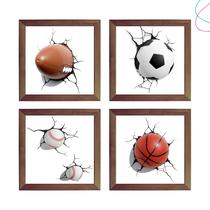 Kit com 4 Quadros Decorativos - Bolas 3D Kit com 4 Quadros Decorativos - Bolas 3D