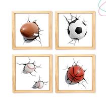 Kit com 4 Quadros Decorativos - Bolas 3D