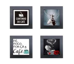 Kit com 4 quadros decorativos cantinho do Café Cozinha