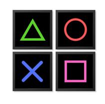 Kit com 4 Quadros decorativos Infantil Vídeo Game