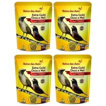 Kit Com 4 Ração Reino das Aves Extra Gold Ovos E Mel 500g