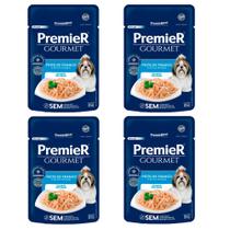 Kit com 4 Ração Úmida Premier Cachorros Adultos Gourmet Peito de Frango e Arroz Integral 85 g