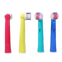 Kit com 4 Refil Colorido Infantil Compatível com Escova Elétrica Oral-B Braun Genius X 8000 Vitality Pro Saude 2000 5000 Precision Clean