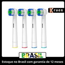 Kit Com 4 Refil Compatível Escova Elétrica Oral B Braun Cor Branco