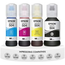 Kit com 4 Refis de Tinta T504 Ecotank Compatível Impressoras L4150 L4160 L4260 L6161 L6171 L6191 L14150 L6270 - Epson