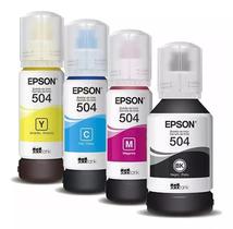 Kit com 4 Refis de Tinta T504 Ecotank para Impressoras L4150 L4160 L4260 L6161 L6171 L6191 L14150 L6270 Epson Original Kit com 4 Refis de Tinta T504 Ecotank para Impressoras L4150 L4160 L4260 L6161 L6171 L6191 L14150 L6270 Epson Original