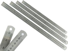 Kit Com 4 Réguas Metal Leve De Aço Inoxidável Tamanho 50 cm Marcação Baixo Relevo Escolar Escritório Engenheiro