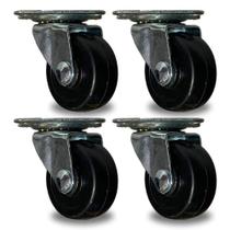 Kit com 4 Rodinhas Pequenas de Borracha 30mm Rodízio para Móveis Leves Criado Estante Mesinha de Centro