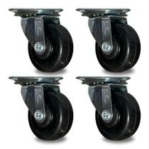 Kit com 4 Rodinhas Pequenas de Borracha 38mm Rodízio para Móveis Leves Criado Estante Mesinha de Centro