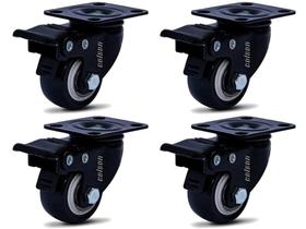 Kit com 4 Rodízio Giratório Black Móveis 41mm Placa 30kg Com Freio - Colson