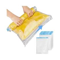 Kit Com 4 Sacos De Compressão Para Viagem, Economia De Espaço Manual, Separação Seco-Molhado, Sem