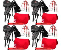 Kit Com 4 Selas Cavalo Completo Soft Preta E Vermelho Mangalarga Top de Linha