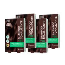 Kit com 4 Shampoos Tonalizantes Color Change Castanho Médio - Kiss New York