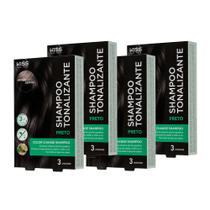 Kit com 4 Shampoos Tonalizantes Color Change Preto - Kiss New York