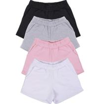 Kit Com 4 Shorts Feminino Moletom dia a dia Confortável Super Leve