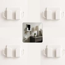 Kit com 4 suporte celular universal de parede para quarto escritório com organizador de cabos e fones