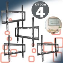Kit Com 4 Suporte de Parede 23 a 63 Polegadas Fixo Tv Lcd Led Slim Preto Com Parafusos Kit Com 4 Suporte de Parede 23 a 63 Polegadas Fixo Tv Lcd Led Slim Preto Com Parafusos