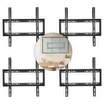Kit Com 4 Suporte Universal Fixo de Parede 23 a 63 Polegadas Preto Até 50Kg Qled Oled Com Parafuso