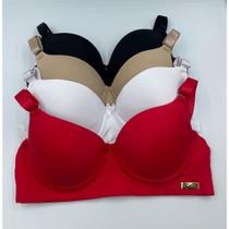 Kit Com 4 Sutiã Básico Reforçado Com Bojo Do P Ao Gg Direto da Fábrica Efeito Silicone Alça Reforçada Confortavel - Luega Lingerie Sexy