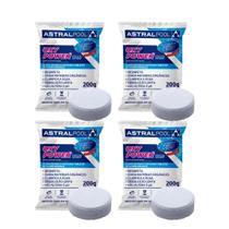 Kit Com 4 Tabletes De Cloro Organico 20g Para Piscina Desinfeta Oxida E Clarifica