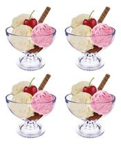 Kit Com 4 Taça De Sobremesa Acrílico Cristal Pequena 200Ml